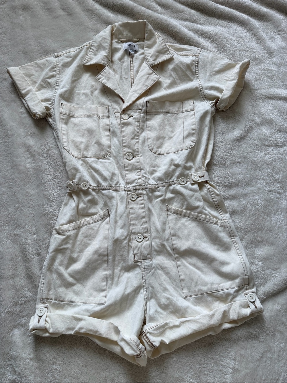 Pistola Cream Utility Romper Size Small